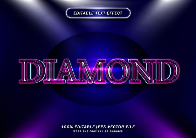 Luxe 3D cartoon diamant teksteffect bewerkbaar lettertype