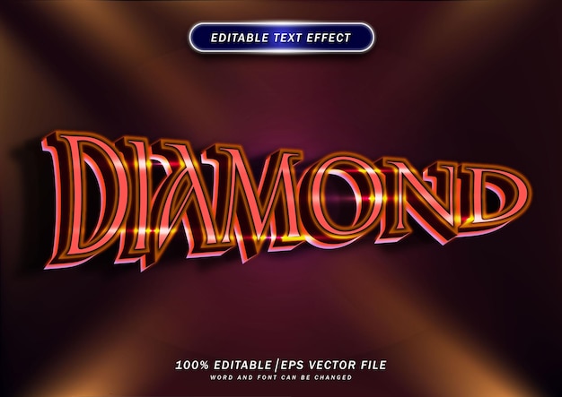 Luxe 3D cartoon diamant teksteffect bewerkbaar lettertype