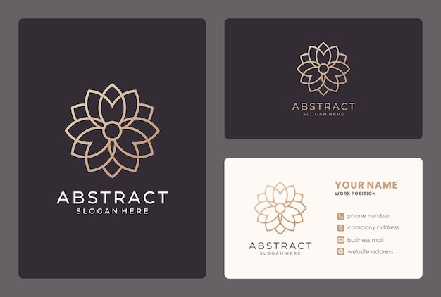 Luxe abstract gouden bloem logo-ontwerp met sjabloon voor visitekaartjes.