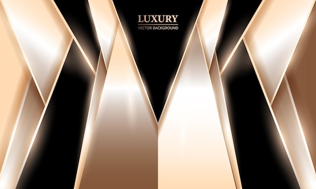 Luxe abstracte achtergrond met gouden en zwarte 3d-vormen