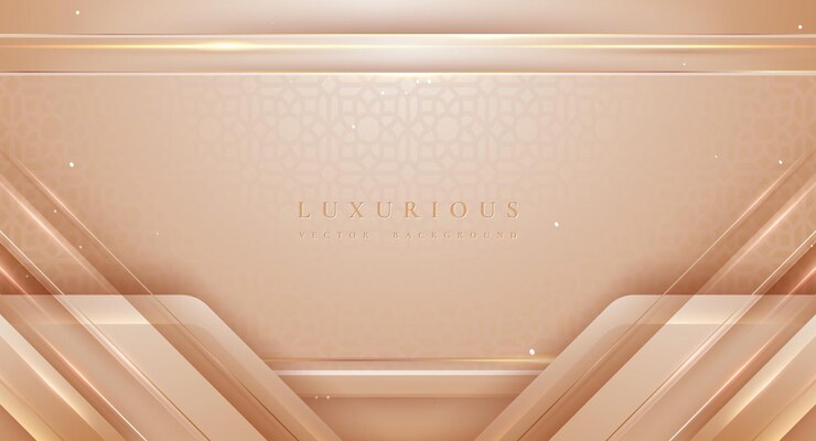 Luxe achtergrond met 3D-stijl Elegante crèmekleurige schaduwachtergrond met gouden lijnverloop