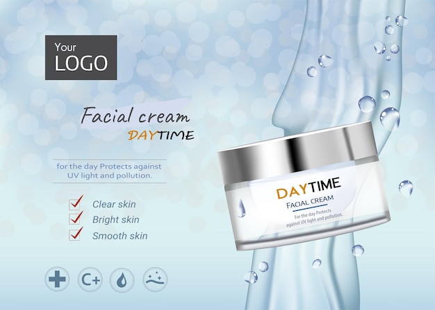 Luxe advertentiesjabloon voor een elegant mockup voor huidverzorgingsproducten op pure witte crèmemonsters