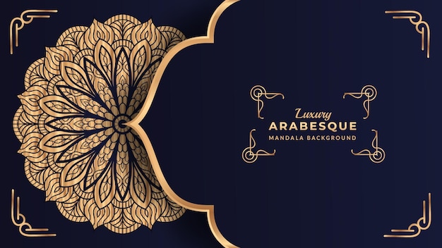 Vector luxe arabesque mandala achtergrond sier met arabische stijl ontwerpsjabloon