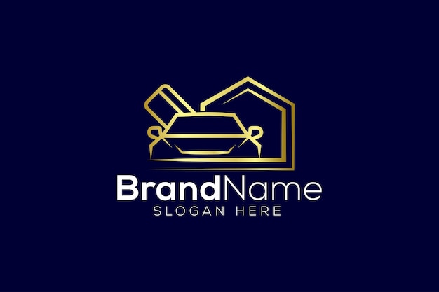 Luxe auto en huis Gouden Logo vector ontwerpsjabloon