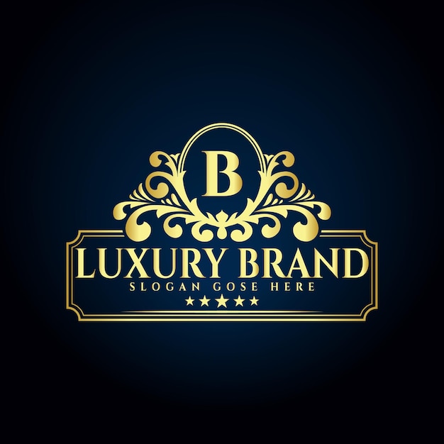 Luxe b-logo-ontwerp, gouden luxe b-merkontwerpsjabloon