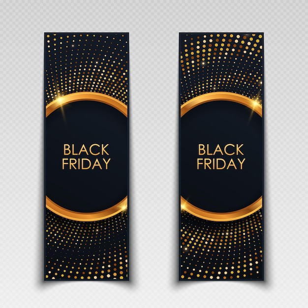 Luxe banner voor Black Friday Gloeiende banner met gouden deeltjes