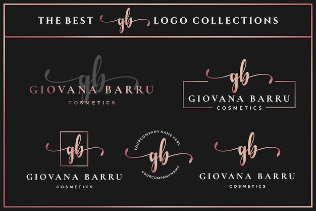 Luxe beginletter gb g monogram-logo voor beauty fashion boutique design template collectie