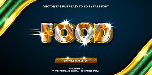 Luxe bewerkbare teksteffect voedsel 3d-tekststijl