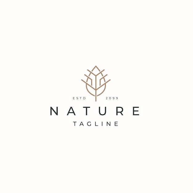 Luxe blad natuur logo pictogram ontwerp sjabloon platte vector