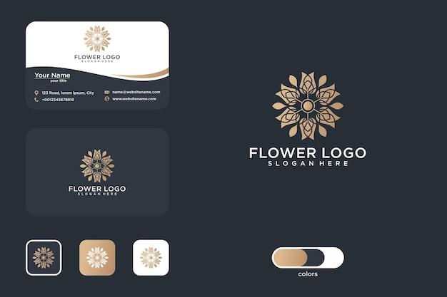 luxe bloem logo ontwerp en visitekaartje