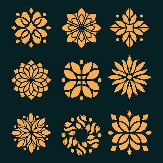 Luxe bloem logo ontwerpsjabloon Premium Vector Luxe Ornament Gouden Vector