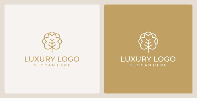 Luxe bloem schoonheid logo met abstract lijnmodel.