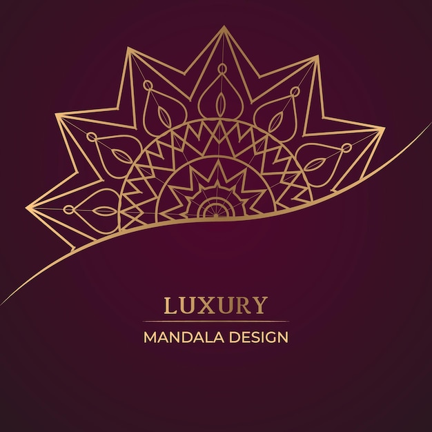 Luxe bloemen- en mandala-ontwerpachtergrond