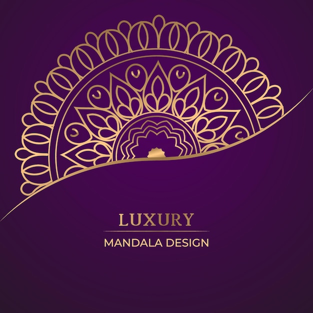 Luxe bloemen- en mandala-ontwerpachtergrond