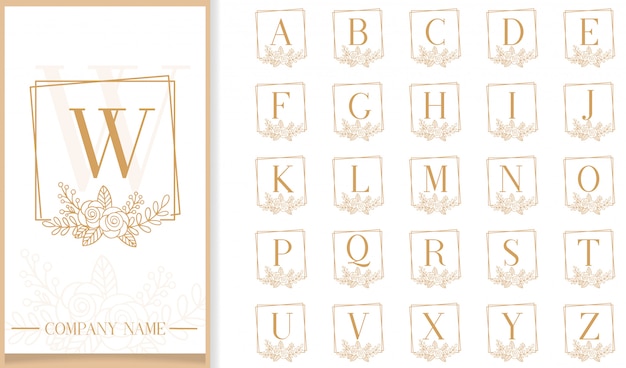 Vector luxe bloemen frame briefsjabloon logo