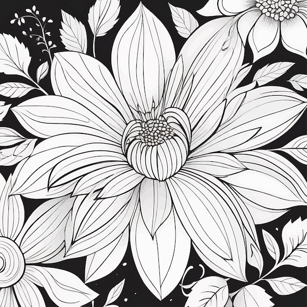 Luxe bloemen kleurboek pagina's lijn kunst schets