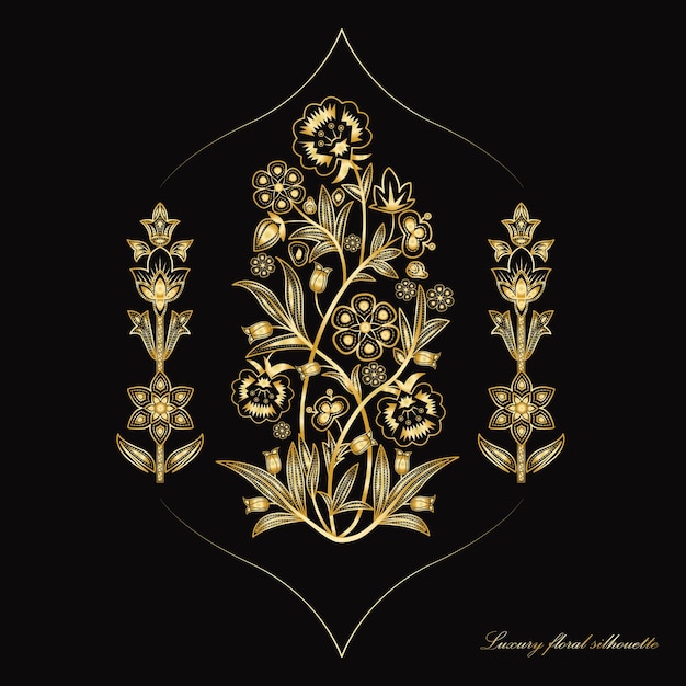 Luxe bloemen silhouet vectorillustraties