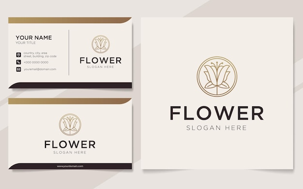 Luxe bloemlogo en visitekaartjesjabloon