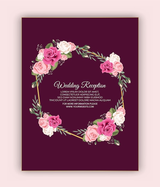 Luxe bruiloft bloemen uitnodigingskaart bruiloft uitnodiging sjabloon