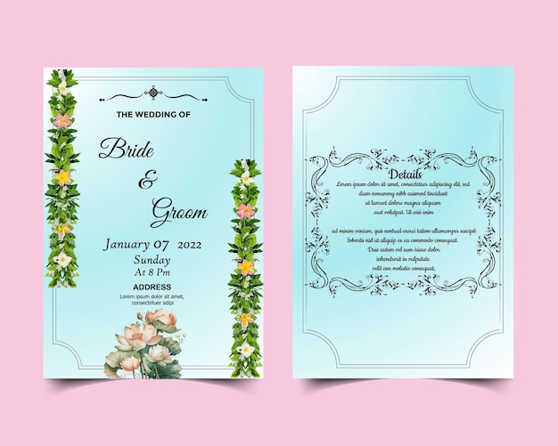 Vector luxe bruiloft uitnodiging vector sjabloon of floral minimale bruiloft poster sjabloon