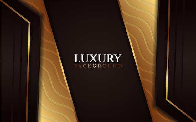 Luxe bruine achtergrond met lijn gouden golftextuursjabloon