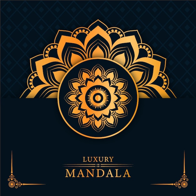 Luxe cirkelvormige mandala-ontwerpachtergrond met gouden decoratie Premium Vector