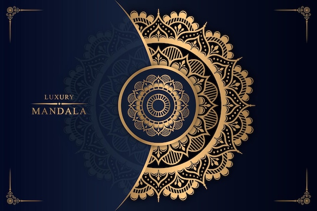 Luxe cirkelvormige mandala-ontwerpachtergrond met gouden decoratie Premium Vector