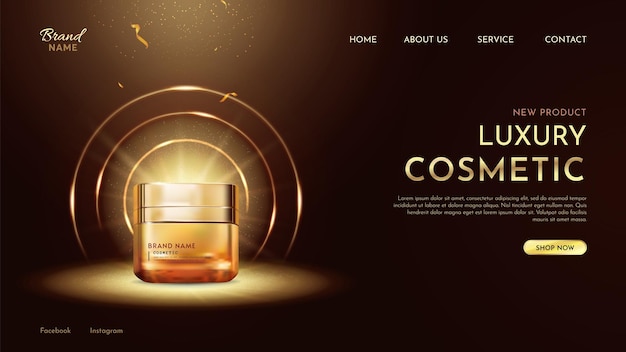 Luxe cosmetisch product op donkere achtergrond bestemmingspagina