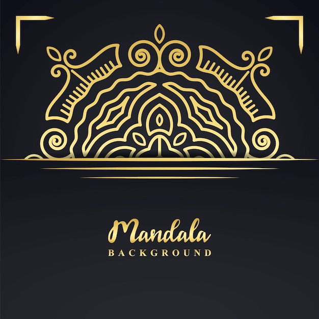 Luxe decoratief mandala-ontwerp voor bruiloft en islamitische achtergrond in gouden kleur