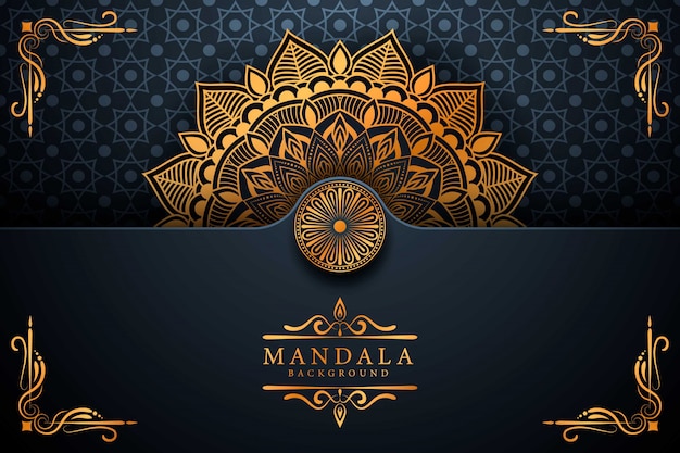 Luxe decoratieve mandala achtergrond in gouden kleur