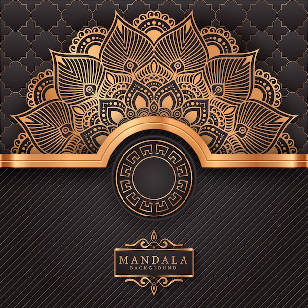 Luxe decoratieve mandala achtergrond in gouden kleur