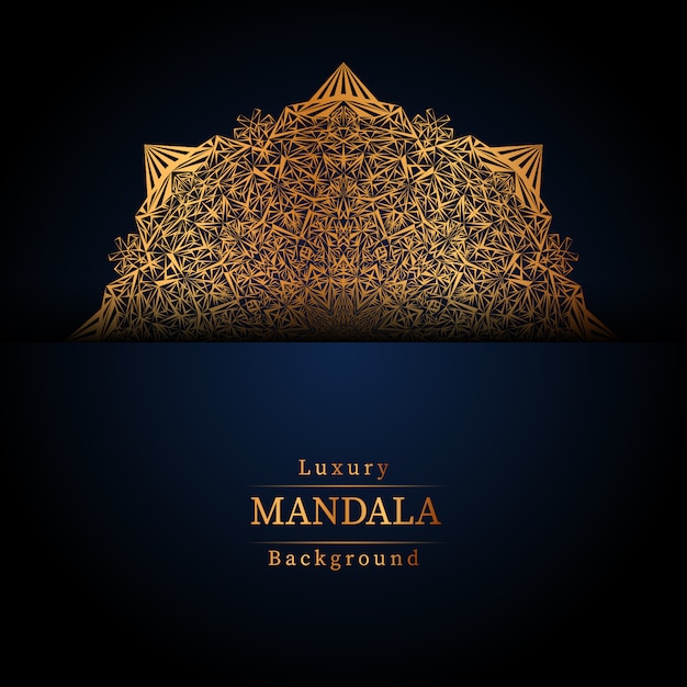 Luxe decoratieve mandala ontwerp achtergrond in gouden kleur,