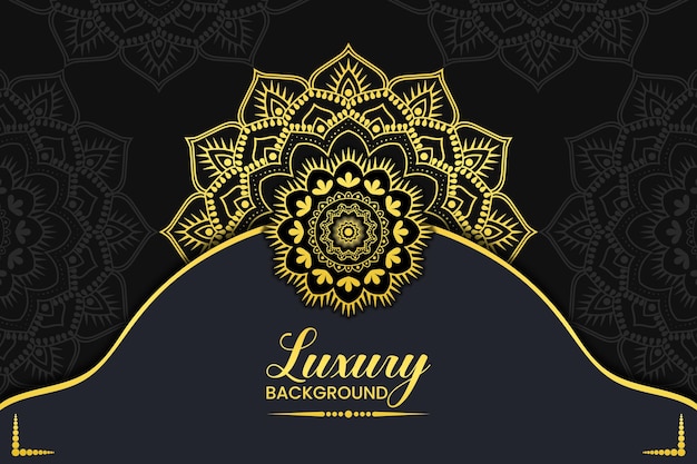 Luxe decoratieve mandala-ontwerpachtergrond in gouden gradiëntkleur