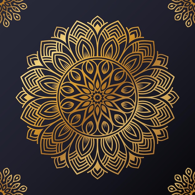 Luxe decoratieve mandala-ontwerpachtergrond in gouden kleur