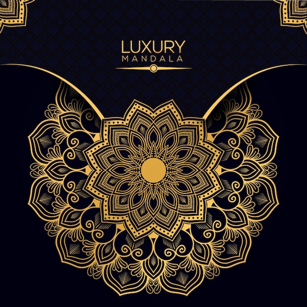 Luxe decoratieve mandala-ontwerpachtergrond in gouden kleur
