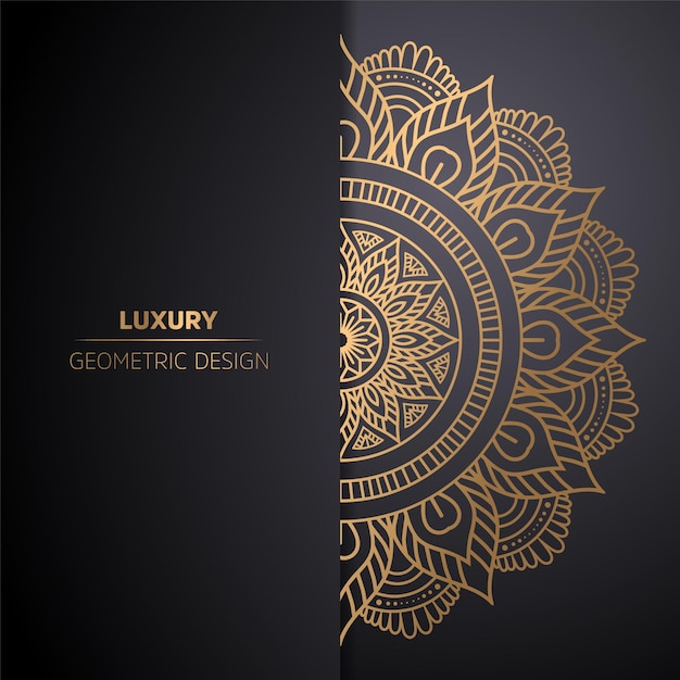 Luxe decoratieve mandala-ontwerpachtergrond in gouden kleur