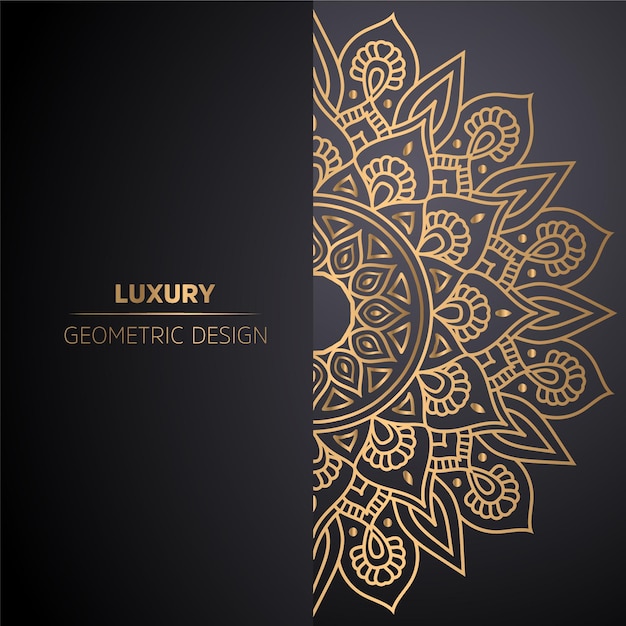 Luxe decoratieve mandala-ontwerpachtergrond in gouden kleur