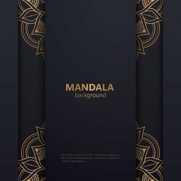 Luxe decoratieve mandala-ontwerpachtergrond in zwarte en gouden kleur