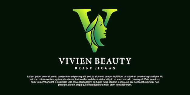 Vector luxe design vector illustratie van groene kleurverloop monogram schoonheid logo initial letter v