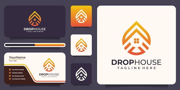 Luxe drop en huis logo vector icon