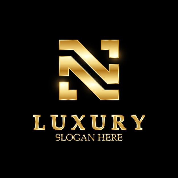 Luxe eerste N-logo-ontwerp voor zakelijke en merkidentiteit