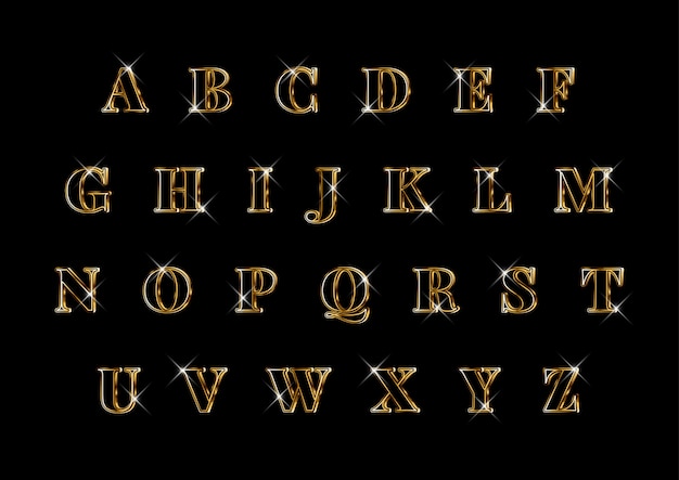 Vector luxe elegante 3d gouden alfabetten set