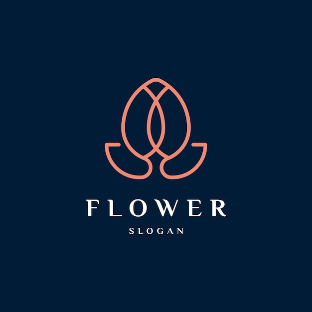 Luxe elegante pioenroos of tulp bloem logo lineaire lijn kunst monogram stijl