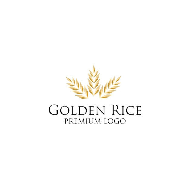 Luxe en elegant logo-ontwerp met gouden rijst