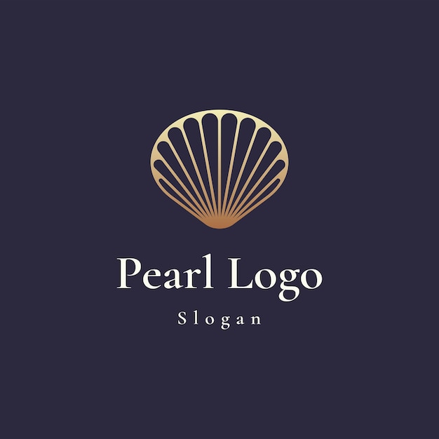 luxe en elegante goudkleurige parelschelp logo sjabloon