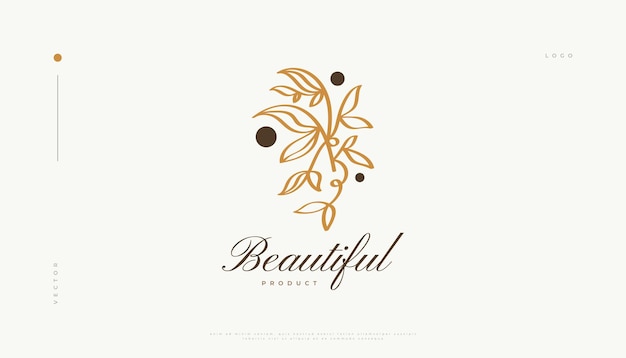 Luxe en minimaal bloemlogo geschikt voor spa schoonheidssalon of cosmetica merk bloemen en bladeren logo afbeelding