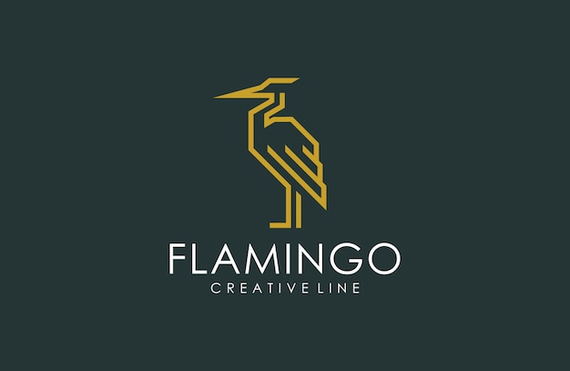 Luxe flamingo logo lijntekeningen