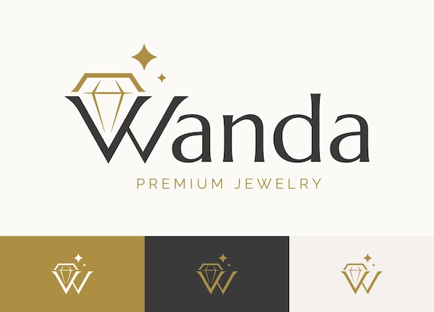 Vector luxe glanzend diamanten logo-ontwerp