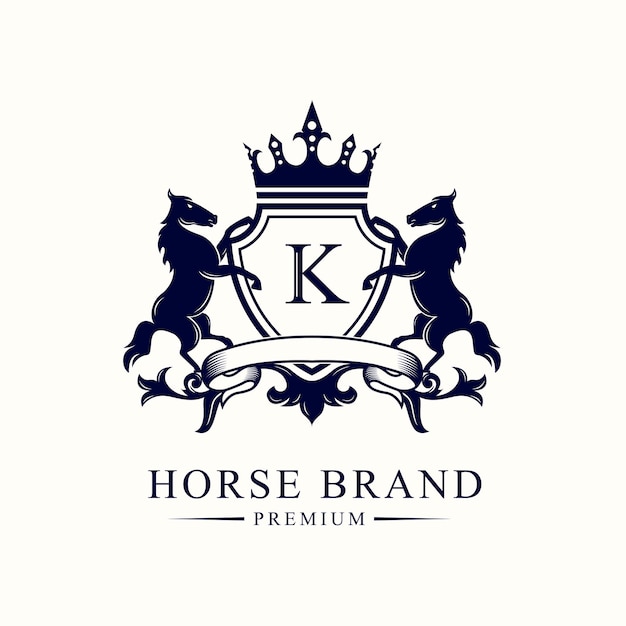 Luxe Golden Royal Horse King logo ontwerp inspiratie vector illustratie