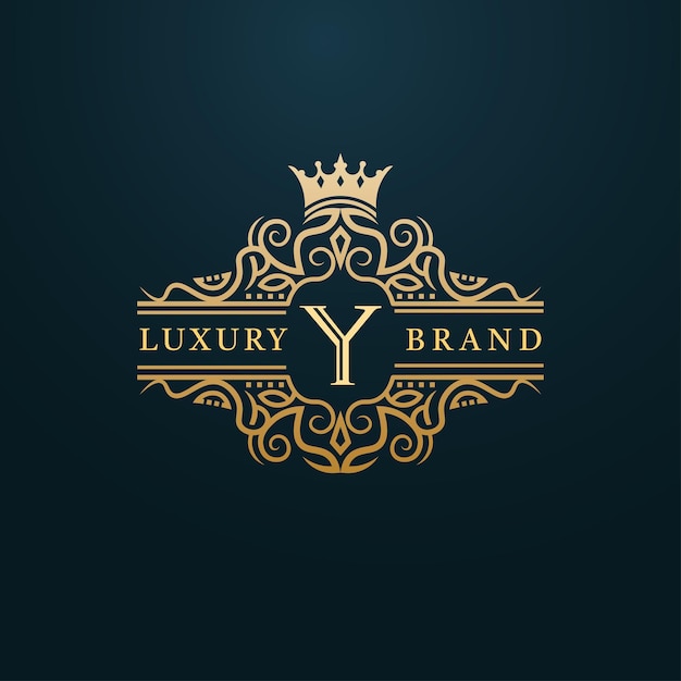 Luxe goud Y brief Logo. Luxe logo eerste letter Y-ontwerp